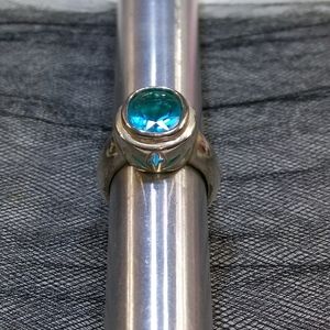 Vintage Sterling and Blue CZ Ring